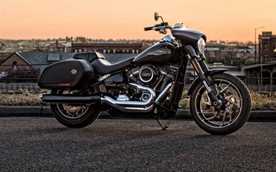 Harley-Davidson Sport Glide, 2020, softail, exterior, black cool motorcycle, new black Sport Glide, american motorcycles, Harley-Davidson