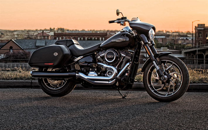 A Harley-Davidson Do Esporte Glide, 2020, softail, exterior, preto de motos legal, novo preto Esporte Glide, americana de motocicletas, A Harley-Davidson