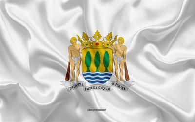 Gipuzkoa Bandiera, 4k, texture di seta, seta bandiera, spagnolo provincia di Guip&#250;zcoa, Spagna, Europa, Bandiera di Gipuzkoa, bandiere delle province spagnole