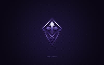 ACF Fiorentina, Italiensk fotboll club, Serie A, lila logotyp, lila kolfiber bakgrund, fotboll, Florens, Italien, Fiorentina logotyp