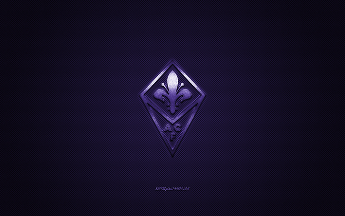 ACF Fiorentina, Italian football club, Serie, violetti logo, violetti hiilikuitu tausta, jalkapallo, Firenze, Italia, Fiorentina-logo