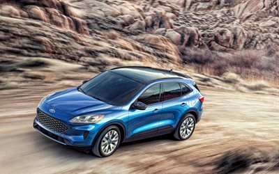 Ford Escape, 2020, blue crossover, exterior, new blue Escape, blue Kuga 2020, American cars, Ford