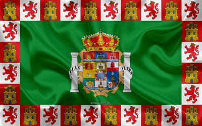 Cadiz Lippu, 4k, silkki tekstuuri, silkki lippu, Espanjan maakunnassa, Cadiz, Espanja, Euroopassa, Lippu Cadiz, liput espanjan maakunnat