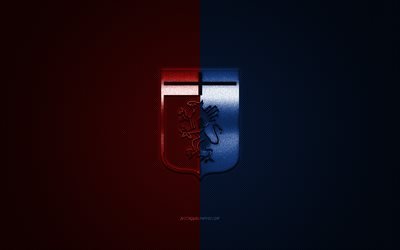 Genoa CFC, İtalyan Futbol Kul&#252;b&#252;, Serie, koyu kırmızı mavi Bir logo, koyu kırmızı mavi karbon fiber arka plan, futbol, Cenova, İtalya, Genoa CFC logosu