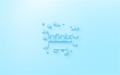 Infinix Mobile logo, de l&#39;eau logo, embl&#232;me, fond bleu, Infinix Mobile du logo de l&#39;eau, de l&#39;art cr&#233;atif, de l&#39;eau concepts, Infinix Mobile