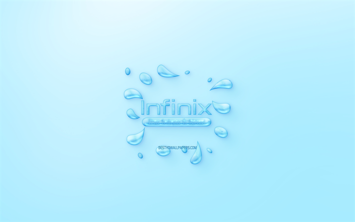 Infinix Mobile logo, water logo, emblem, blue background, Infinix Mobile logo made of water, creative art, water concepts, Infinix Mobile