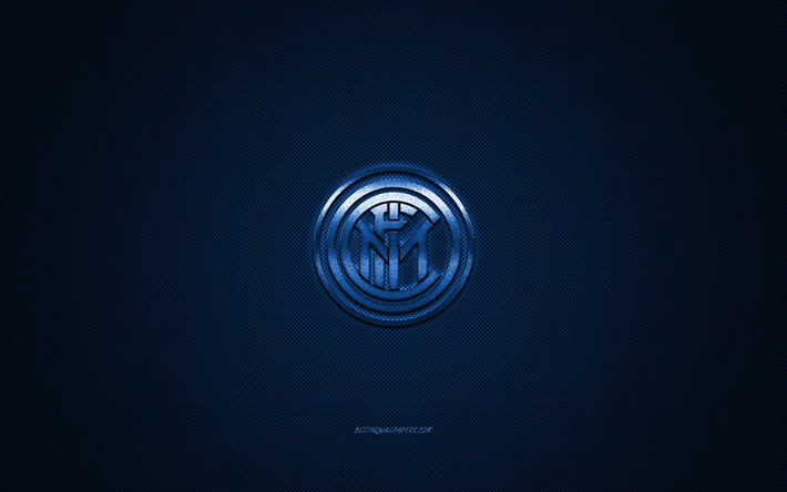 FC Internazionale, İtalyan Futbol Kul&#252;b&#252; Inter Milan, mavi logo, mavi karbon fiber arka plan, futbol, Inter Milan logo, Milan, İtalya, Internazionale Serie A logo