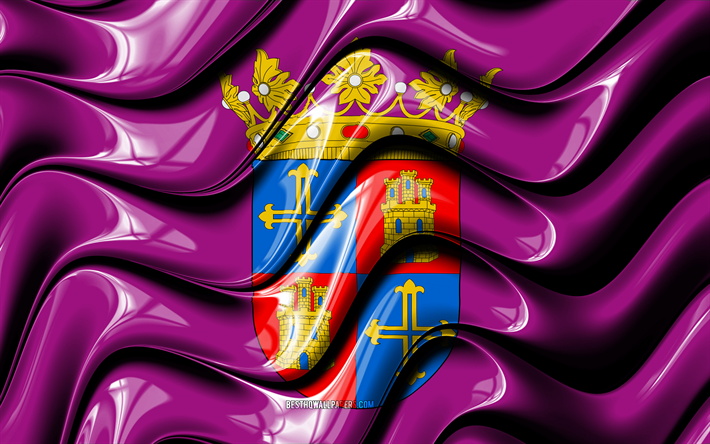 Palencia Bandeira, 4k, Cidades de Espanha, Europa, Bandeira de Palencia, Arte 3D, Palencia, As cidades de espanha, Palencia 3D bandeira, Espanha