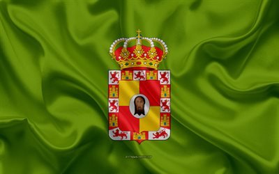 Jaen Lippu, 4k, silkki tekstuuri, silkki lippu, Espanjan maakunnassa, Jaen, Espanja, Euroopassa, Lipun Jaen, liput espanjan maakunnat