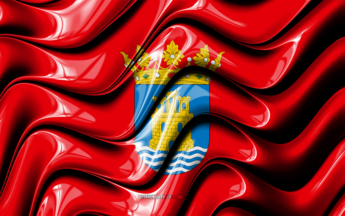 Alcal&#225; de Henares Bandera, 4k, Ciudades de Espa&#241;a, Europa, la Bandera de Alcal&#225; de Henares, arte 3D, Alcal&#225; de Henares, ciudades de espa&#241;a, Alcal&#225; de Henares 3D de la bandera, Espa&#241;a