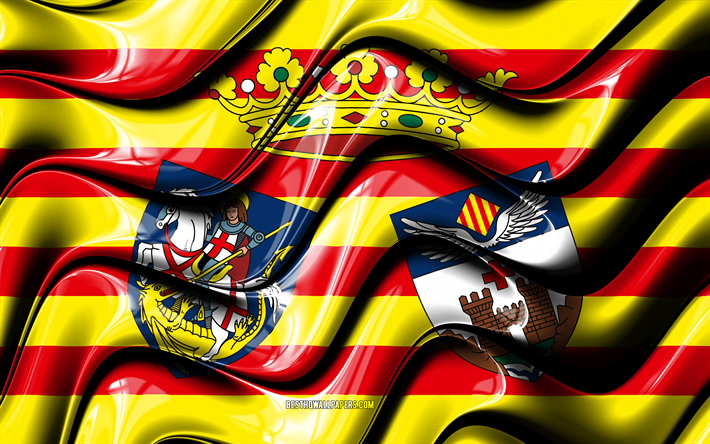 Alcoyフラグ, 4k, 都市のスペイン, 欧州, 旗のAlcoy, 3Dアート, Alcoy, スペイン都市, Alcoy3Dフラグ, スペイン