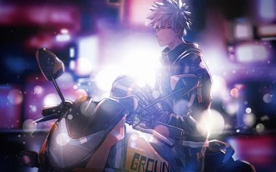 Descargar fondos de pantalla Katsuki Bakugou, moto, Boku no Hero