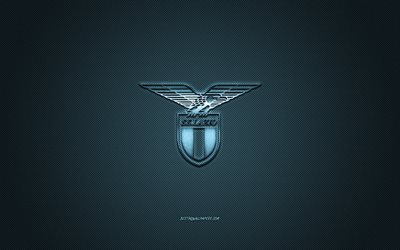 SS Lazio, Italian football club, Serie A, blue logo, blue carbon fiber background, football, Rome, Italy, Lazio logo