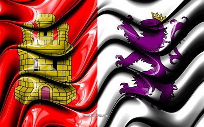 Caceres Flag, 4k, Cities of Spain, Europe, Flag of Caceres, 3D art, Caceres, Spanish cities, Caceres 3D flag, Spain