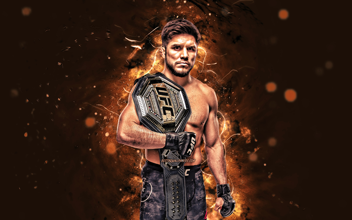 4k, Henry Cejudo, american fighters, MMA, brown neon lights, UFC, Mixed martial arts, Henry Cejudo 4K, UFC fighters, MMA fighters