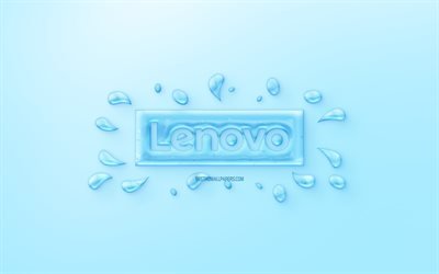 レノボのロゴ, ウォーターのシンボルマーク, エンブレム, 青色の背景, レノボのロゴ水, 【クリエイティブ-アート, 水概念, レノボ