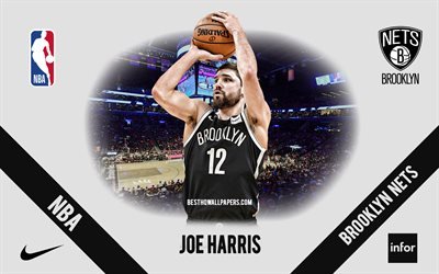 Joe Harris, Brooklyn Nets, Amerikkalainen koripalloilija, NBA, muotokuva, USA, koripallo, Barclays Center, Brooklyn Nets logo