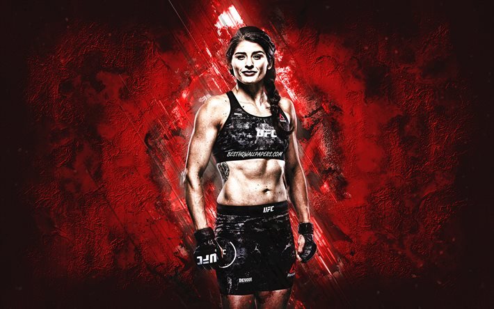 Julia Avila, UFC, MMA, American fighter, stone red background, Ultimate Fighting Championship