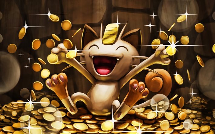 Meowth, kuvamateriaali, Nyaasu, manga, hirvi&#246;t, Pokemons, Meowth Pokemon