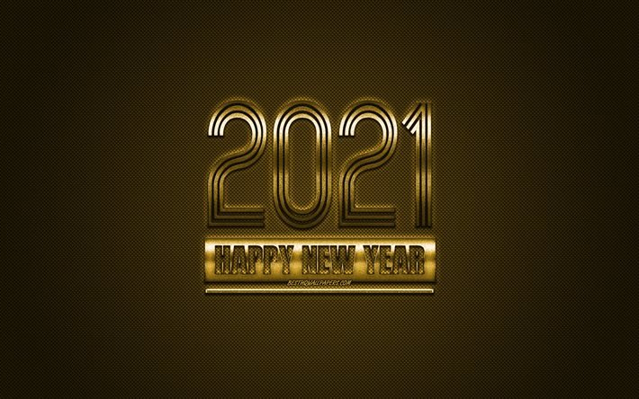 2021 New Year, 2021 Gold background, 2021 concepts, Happy New Year 2021, gold carbon texture, gold background