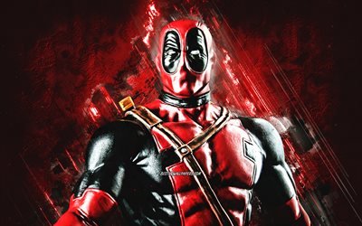 Deadpool, superhero, character, red stone background, main character
