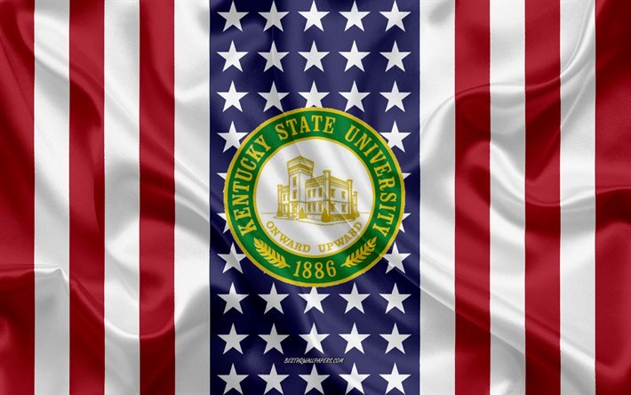 Kentuckyn osavaltion yliopiston tunnus, Yhdysvaltain lippu, Kentuckyn osavaltion yliopiston logo, Frankfort, Kentucky, USA, Kentuckyn osavaltion yliopisto
