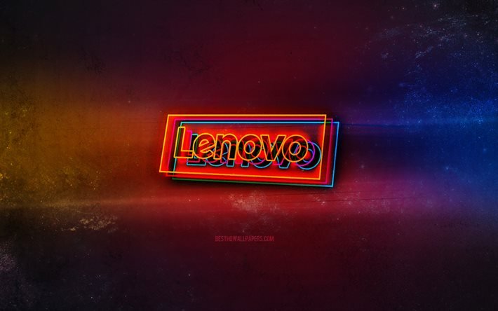 Lenovo-logo, kevyt neontaide, Lenovo-tunnus, Lenovo-neon-logo, luova taide, Lenovo