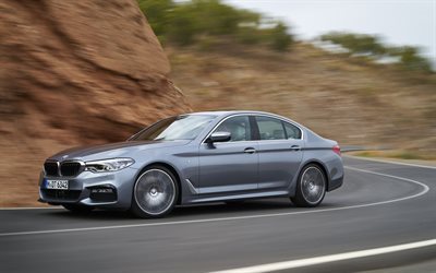 BMW 5, 2017, G30, new M5, silver BMW, new BMW