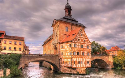 Download wallpapers Bamberg, Old town hall, bridge, Bavaria, Germany ...