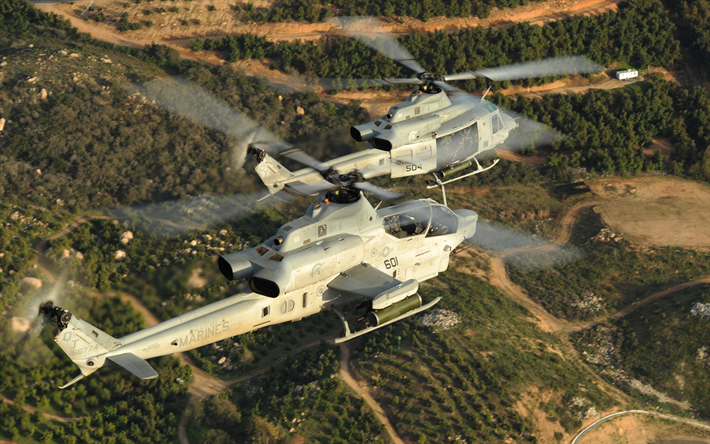 Bell AH-1 Cobra Super, Bell AH-1Z Viper, 4k, des h&#233;licopt&#232;res d&#39;attaque de l&#39;Arm&#233;e am&#233;ricaine, Bell