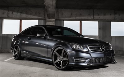 Mercedes-Benz C-Class, c250, sports coupe, gray, tuning C-Class, German sports cars, Mercedes