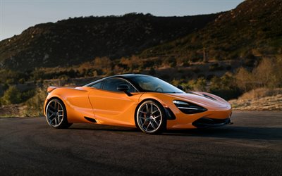 McLaren 720S, 2018, orange coup&#233; sport, orange supercar tuning 720S, l&#39;EDH R101 L&#233;ger, McLaren