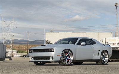 dodge challenger, American sports coupe, silver challenger, tuning, Forgiato Wheels, dodge