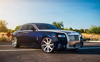 rolls-royce ghost, luxus-auto, blau coupe, britische autos, forgiato wheels, fondare-ecl