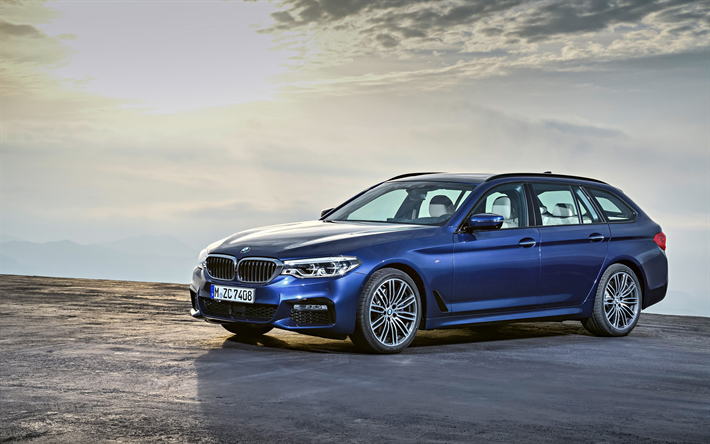 BMW 5-Serisi Touring, yol, 2018 Arabalar, Arabalar, Alman otomobil, BMW