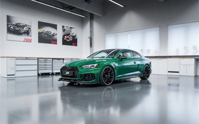 audi rs5 coupe, abt, 2018, gr&#252;n sport-coup&#233;, tuning, sportwagen, gr&#252;n rs5, audi