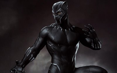 Black Panther, darkness, 4k, superheroes, 2018 movie