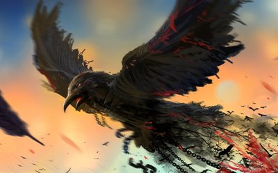raven, les oiseaux, l&#39;art, la cr&#233;ativit&#233;, les pr&#233;dateurs, le corbeau noir