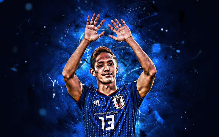 Yoshinori Muto, goal, Japan National Team, soccer, footballers, Muto, neon lights, Japanese football team