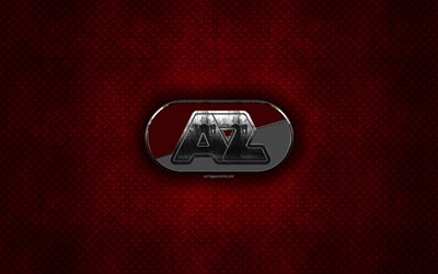 AZ Alkmaar, Holl&#228;ndsk fotboll club, r&#246;d metall textur, metall-logotyp, emblem, Alkmaar, Nederl&#228;nderna, Eredivisie, Premier Division, kreativ konst, fotboll