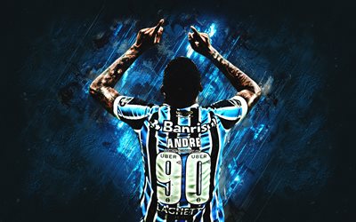 Andre, blue stone, brazilian footballers, Gremio FC, soccer, Andre Felipe Ribeiro de Souza, football, grunge, forward, Brazilian Serie A, Brazil