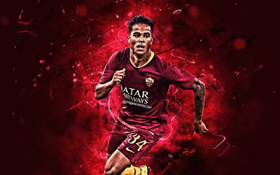 Justin Kluivert, Dutch footballers, AS Roma, Serie A, Kluivert, abstract art, neon lights, soccer, Roma FC, creative