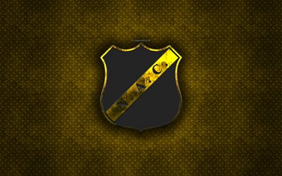 NAC Breda, Dutch football club, yellow metal texture, metal logo, emblem, Breda, Netherlands, Eredivisie, Premier Division, creative art, football