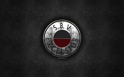 SBV Excelsior, Dutch football club, black metal texture, metal logo, emblem, Rotterdam, Netherlands, Eredivisie, Premier Division, creative art, football