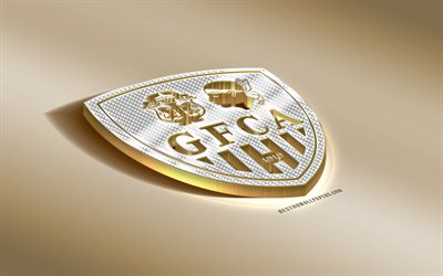 GFC Ajaccio, Clube de futebol franc&#234;s, ouro prata logotipo, Ajaccio, Fran&#231;a, Liga 2, 3d emblema de ouro, criativo, arte 3d, futebol, Gazelec Ajaccio
