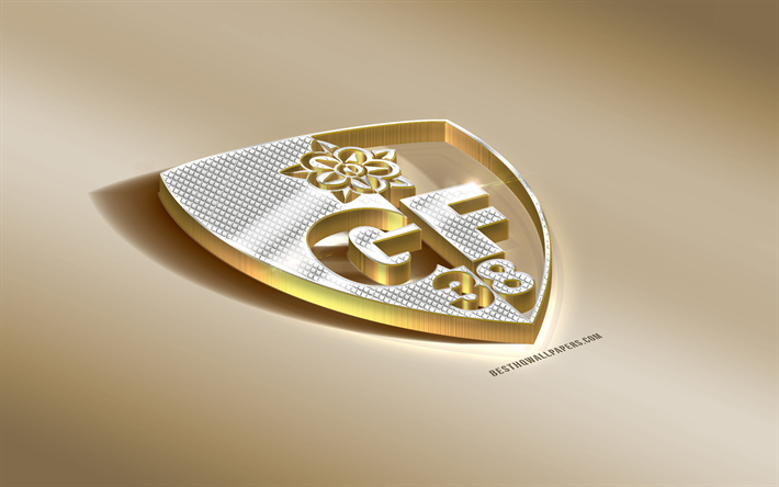 Grenoble Foot 38, francese football club, oro argento logo, Grenoble, in Francia, Ligue 2, 3d, dorato, emblema, creativo, arte 3d, calcio, FC Grenoble