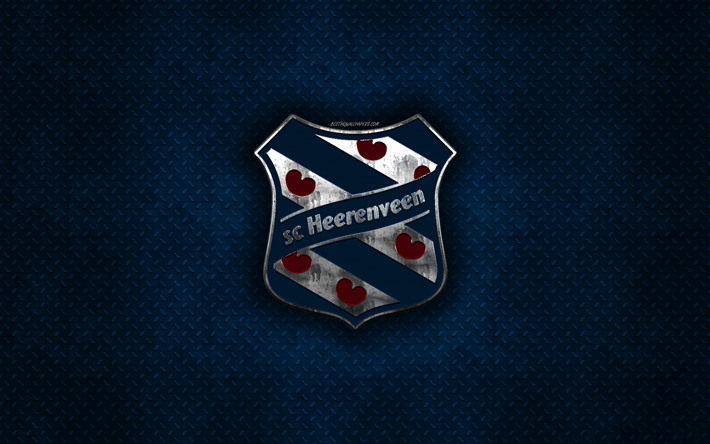 SC Heerenveen, Holl&#228;ndsk fotboll club, bl&#229; metall textur, metall-logotyp, emblem, Heavenven, Nederl&#228;nderna, Eredivisie, Premier Division, kreativ konst, fotboll