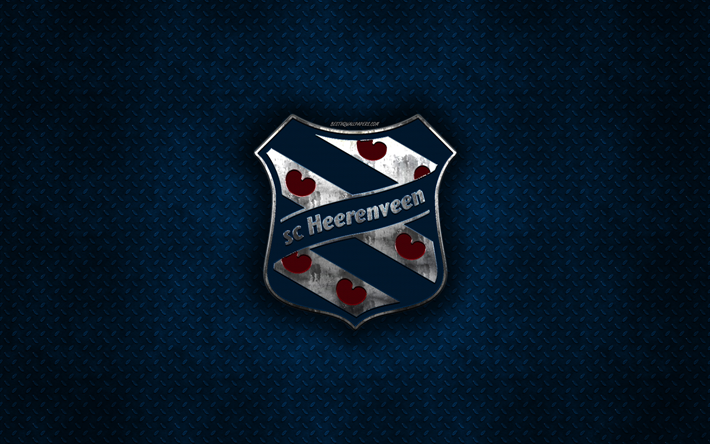 SC Heerenveen, n&#233;erlandais club de football, bleu m&#233;tal, texture, en m&#233;tal, logo, embl&#232;me, Heavenven, pays-bas, Eredivisie, le Premier ministre de la Division, art cr&#233;atif, football