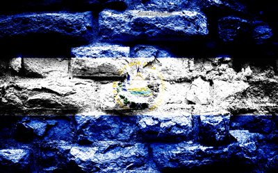 El Salvador drapeau grunge texture de brique, Drapeau El Salvador, drapeau sur le mur de brique, El Salvador, l'Europe, les drapeaux de l'Amérique du Nord pays