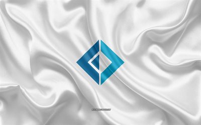 F Sharp logo, white silk texture, F Sharp emblem, programming language, F Sharp, silk background